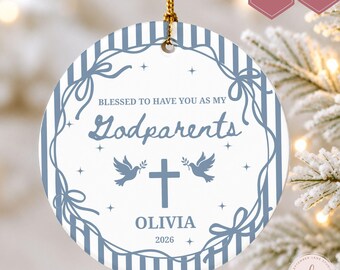 Personalized Godparents Ornament, Godparent Keepsake, Godmother Ornament, Godfather Ornament,Godparents Christmas Gift,Custom Godparent Gift