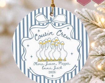 Personalized Cousin Crew Christmas Ornament, Custom Cousin Group Gift Ornament, Cousin Christmas Keepsake, Cousin Reunion Christmas Gift