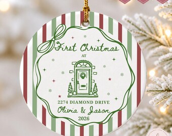 New Home Christmas Ornament Personalized,  New House Gift, First Home Keepsake, Custom Address Ornament, Housewarming Gift, Closing Gift