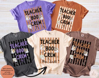 Teacher Halloween Shirt,  Comfort Colors Teacher Boo Crew, Spooky Teacher Tee,  Halloween Teacher Gifts, Custom Spooky Season Teacher Tee