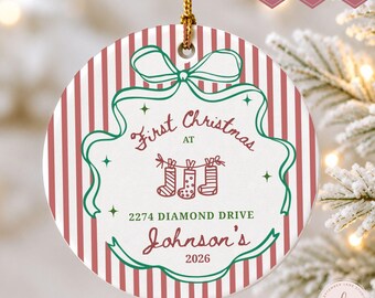 New Home Christmas Ornament Personalized,  New House Gift, First Home Keepsake, Custom Address Ornament, Housewarming Gift, Closing Gift