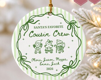 Personalized Cousin Crew Christmas Ornament, Custom Cousin Group Gift Ornament, Cousin Christmas Keepsake, Cousin Reunion Christmas Gift