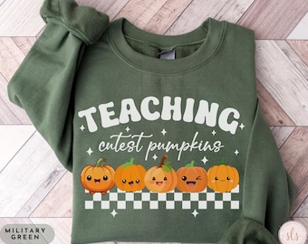 Teacher Fall Sweatshirt, Comfort Colors Teacher Fall Shirt, Teacher Pumpkin Shirt, Teacher Fall Gift, Cute Teacher Shirt, Teach Sweatshirt