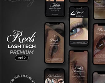 Video Reels Instagram reels lash artist content template / luxury reels - Canva Template / Eyelash Extensions Reel Template -Canva template