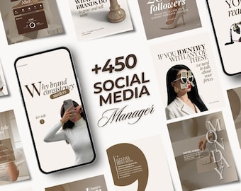 Social Media Manager Canva Templates | 450+ Instagram Posts Stories Carousels Reels | Digital Marketing Bundle