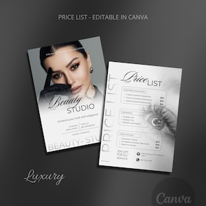Prijslijst Flyer Template voor Wimperstylist / Wimpertechnicus / Instagram Template / Canva Template / Luxe Stijl / Minimalistisch bedrijf