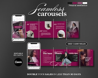 Seamless Carousels - Instagram carousels - Social Media Manager Templates - Carousel Templates -aesthetic carousel Social Media