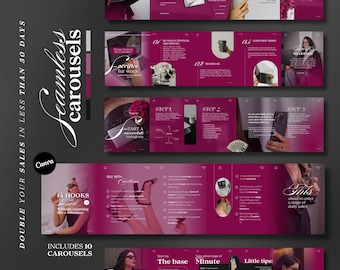Instagram carousels - Social Media Manager Templates - Carousel Templates - Seamless Carousels - Pink Social Media Branding KIT