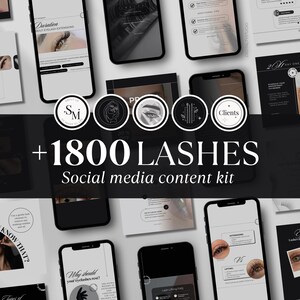 Mallar för sociala medier för ögonfransar: Canva-kit Ögonfransförlängningar Lyftning för skönhetsföretag