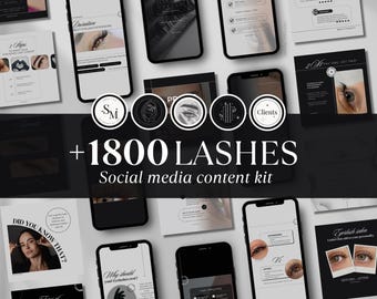 Social media templates for eyelash: Canva kit Eyelashes Extensions Lifting for beauty businesses