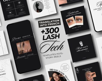 Lash Tech Artist Instagram Template French translation - Instagram Social Media Templates for Eyelash Extension, Templates for Eyelash