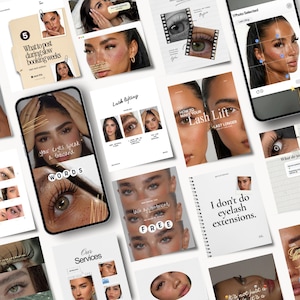 Viral Lash Lift Instagram Templates: Beauty Business & Lash Stylish Social Media Post Canva Eyelashes Extensions Lifting beauty businesses