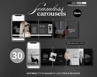 Canva continuous carousel template - Seamless Carousels -Templates for social media managers Instagram carousels - Social Media Manager