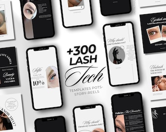 Lash Tech Artist Instagram Template - Instagram Social Media Templates for Eyelash Extension, Luxury Style Templates for Eyelash Techniques