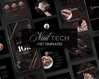 Nails Artist Instagram Template Style Rose Gold / Nail Technician / Canva Templates, Social media / Nails Tech Instagram Template