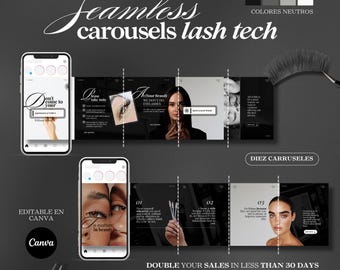 Seamless carousels for lash tech - Instagram carousels - Social Media Manager Templates - Carousel Templates -aesthetic carousel Socia