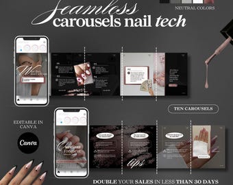 Seamless carousels for nail tech - Instagram carousels - Social Media Templates beauty businesses - Carousel Templates - rrose gold style