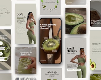 Instagram templates for health and wellness | Canva templates | Nutrition, wellness | Social media templates | Instagram posts and stories