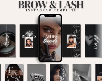 Lash Tech Artist and Brow Instagram:Social Media Instagram templates for lash and brow extensions, templates for luxury style