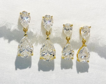 5 Carat Moissanite Teardrop Earrings • Pear Cut Bridal Statement Earrings