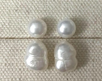Genuine High Luster Organic Baroque Pearl Earrings, Sterling Silver