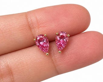 Colorful Genuine Moissanite Stud Earring Set | Round Brilliant Cut & Pear Cuts