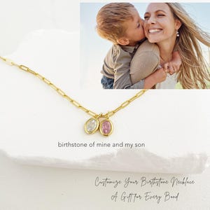925 Sterling Silver Birthstone charm • Personalized necklace • Delicate Rectangle charms • Dainty Birthstone • Gifts for Mom • Birthday Gift