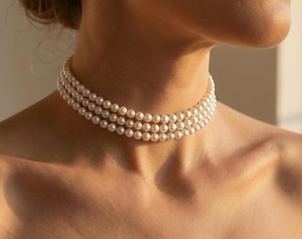 High Luster Freshwater Pearl Choker • Bridal Jewelry