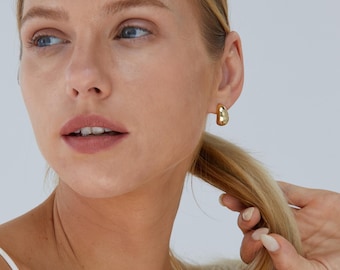 Waterproof Gold Mega Dome Stud Earrings: Non-Tarnish, Lightweight