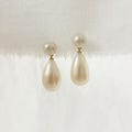 14K Solid Gold Teardrop Pearl Earrings, Sterling Silver Bridal Jewelry