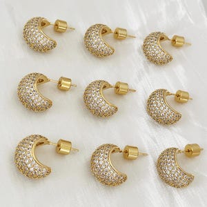 Gold Pavé Dome Post Earrings: Luxe Cubic Zirconia Sparkle