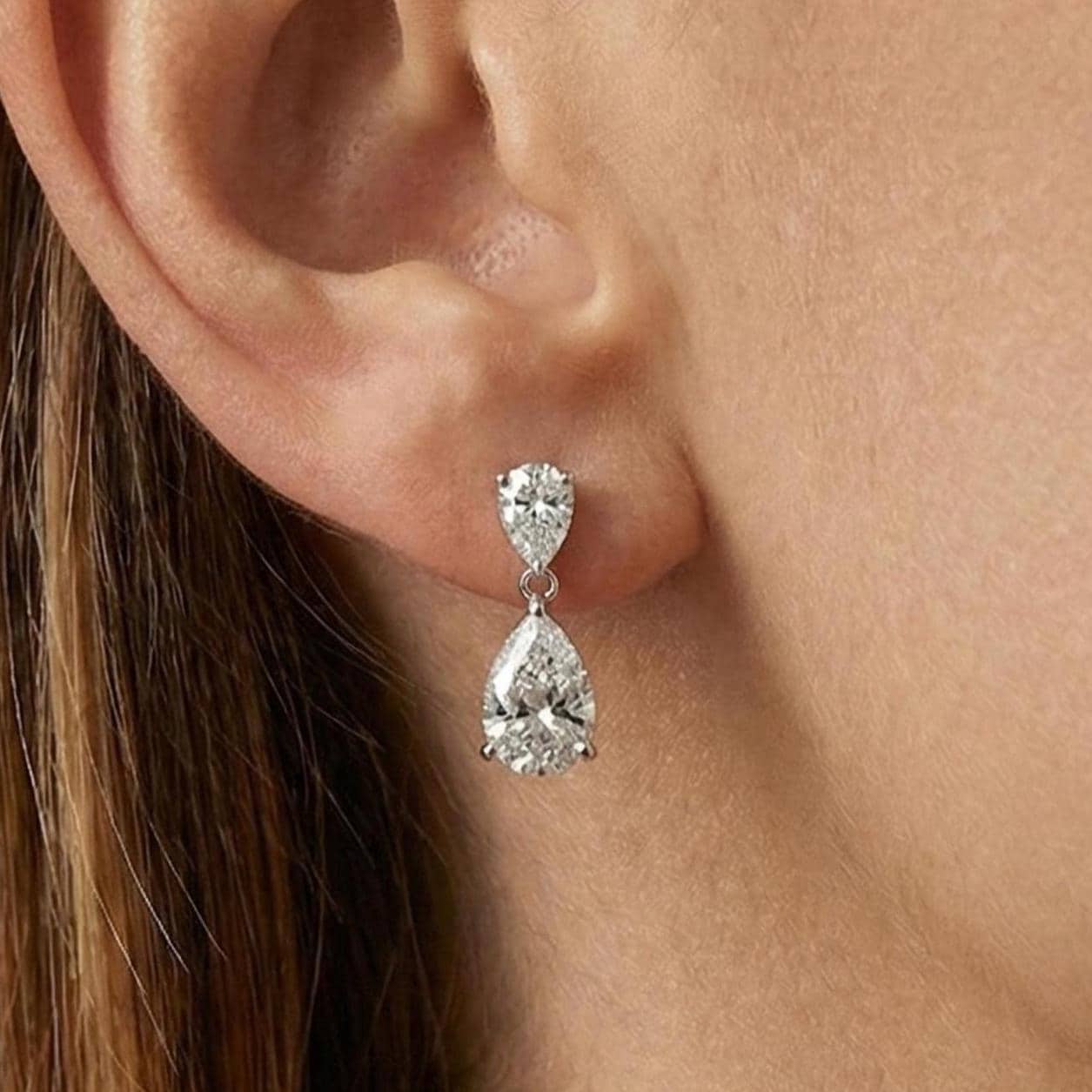 Sterling Silver Zirconia Teardrop Earrings - Etsy