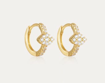 Gold Evil Eye Huggie Hoops: Sterling Silver CZ Charm Earrings