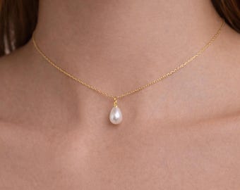 Bridal Pearl Drop Necklace • Delicate Collarbone Necklace • Minimalist Wedding Jewelry • Bride Gift