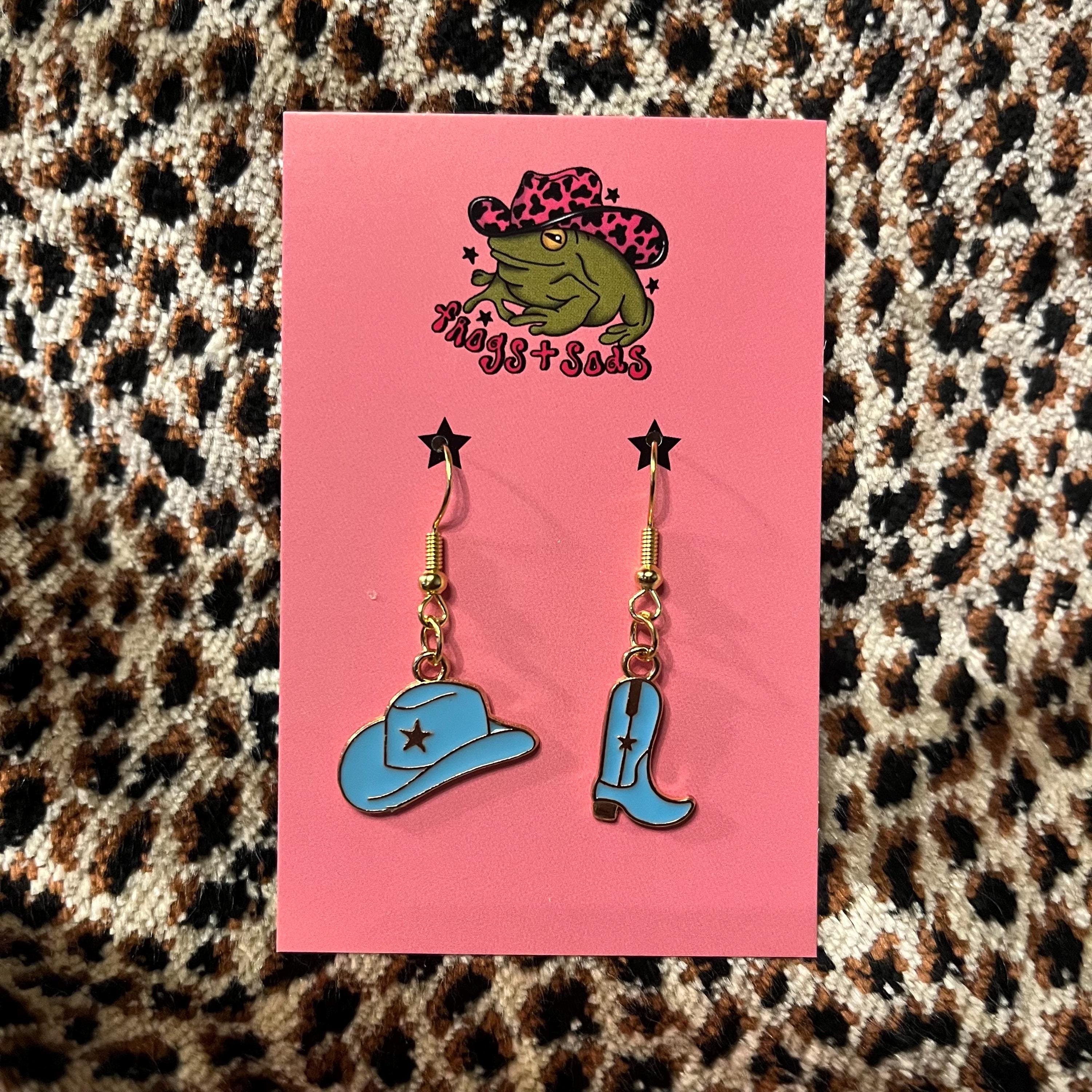 Orecchini A Forma Di Cavallo In Argento, Perlina Turchese, Cuore Blu - Gioielli Da Cowgirl - Italia - Foto 2