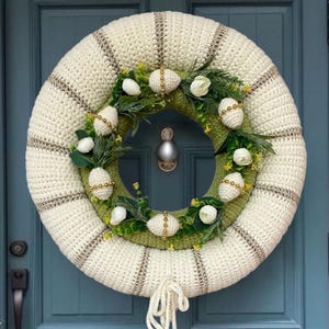 Easter Wreath for Front Door – Egg Wreath, Spring Door Hanger, Outdoor Easter Decor, Handmade Easter Gift.