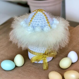 Crochet Easter Egg Trinket Box – Elegant Easter Gift, Egg Ornament and Easter table decor.