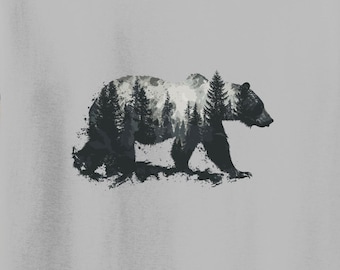 Forest Bear Graphic Tee, Nature Inspired Wildlife Shirt, Eco-Friendly Organic Cotton T-Shirt, Unisex Wilderness Apparel