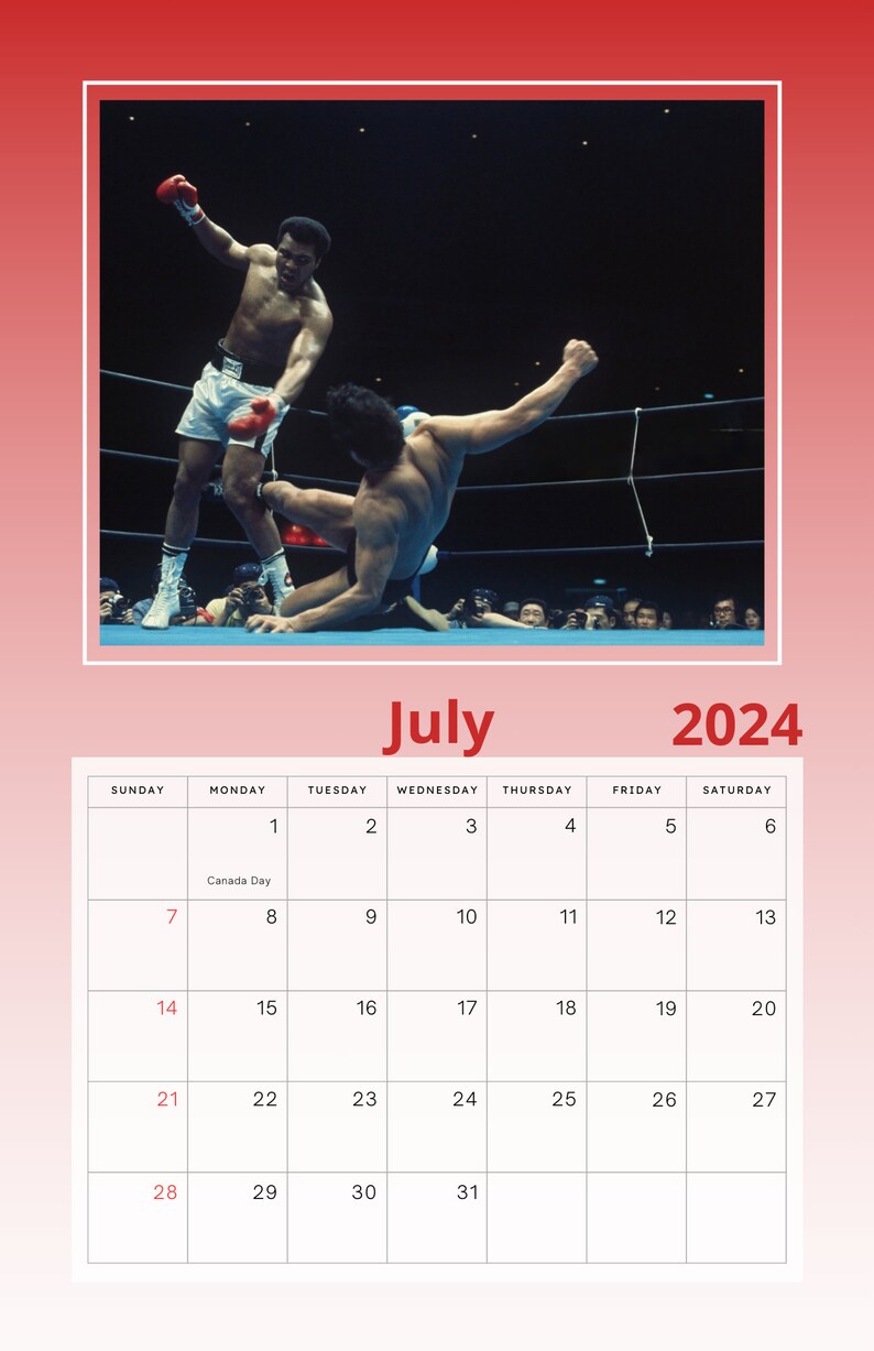 Muhammad Ali Calendar 2024 Etsy Canada