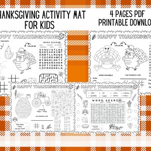 Thanksgiving Activity Mat for Kids