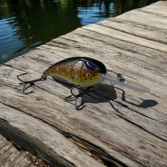 Custom Painted Brown Trout Crankbait – Dives 9 to 15 ft