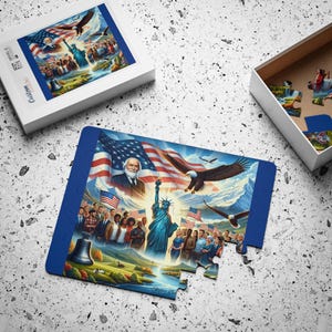 Rompecabezas infantil, Bandera estadounidense, Campana de la Libertad, Estatua de la Libertad, Juguete educativo patriótico, Actividad del Día de la Independencia de EE. UU., Rompecabezas del 4 de julio