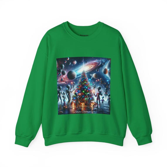 Space Alien Christmas Sweatshirt, UFO Xmas Gift, Extraterrestrial