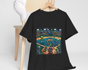 Space Aliens Baseball Tee, Extraterrestrial Sports Shirt, UFO Athlete Top, Alien Softball Jersey, Cosmic Outfielder Tshirt, Area 51 Funny