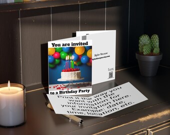 Customizable Invitation Cake Greeting Cards Set, Blank Inside | 8/16/24 Pack