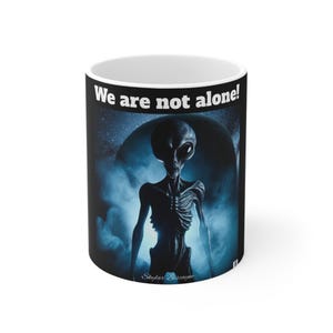 Scary Alien Mug, Extraterrestrial Coffee Cup, Space Creature Tea Mug, UFO Drinking Mug, Halloween Gift for Sci-Fi Fan