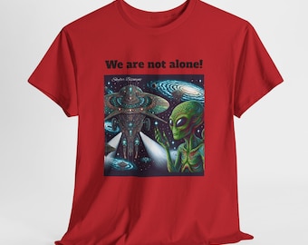 Camiseta unisex de algodón grueso con diseño de OVNI espacial, camiseta con gráfico de galaxia, camiseta extraterrestre, camiseta de ciencia ficción, regalo del espacio exterior
