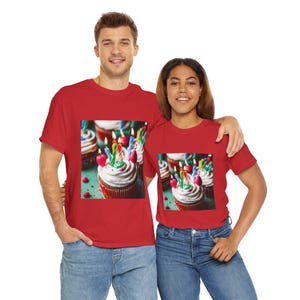 T-shirt verjaardag cupcakes, uniseks T-shirt, cadeau voor hem en haar, verjaardagsshirt, feestkleding