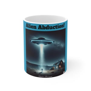 Alien Spaceship Abduction Mug, UFO Coffee Cup, Galaxy Tea Mug, Space Theme Drinkware, Extraterrestrial Gift