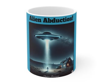 Mugg för bortförande av rymdskepp, UFO-kaffekopp, galax-temugg, rymdtema-dryck, utomjordisk present